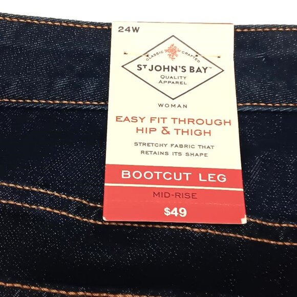 NWT Plus Size 24W St. John's Bay Denim Jeans Mid-Rise Secretly Slender Bootcut - Picture 6 of 9